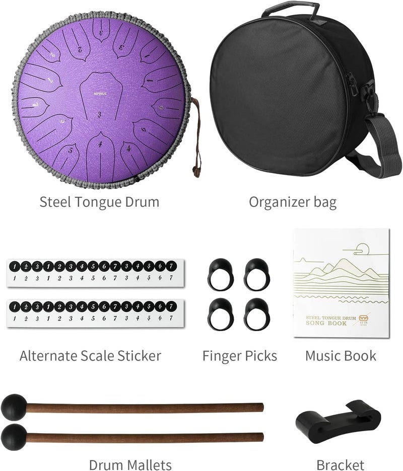 NIPINUS Rain Drum for Outside Garden, Large Steel Tongue Drum - 12 Inch 15 Notes Metal HandPan Drums,Waterproof Rain Chime,Musical Gifts - Image 4